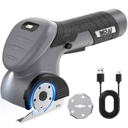 Cordless Electric Scissors, 2000mAh Fast Charging Rechargeable Fabric Cutter with Replaceable Blades, Box Cutter for Cloth, Cardboard, Plastic, Leather