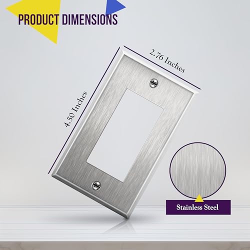 ENERLITES Stainless Steel Wall Plate 1-Gang Silver - Heavy Duty, Corrosion Resistant