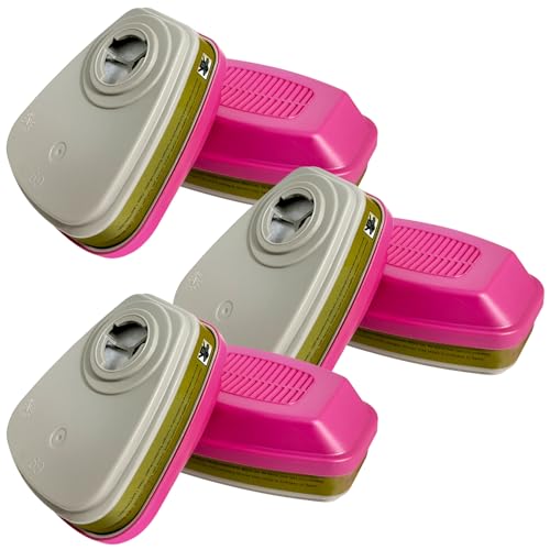 3 Pair 60926 Respirator Cartridges, 60926 Respirator Filters for Gas Mask, Protects Against Dust, Organic Vapors Gas and Pollen, Apply to 6100, 6200, 6502, 7501, 7502, 6800