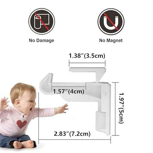 4 Pack Upgraded Baby Proofing Cabinet Latch Locks - Pabesim Children Proof Cupboard Drawers Latches - Adhesive Easy Installation