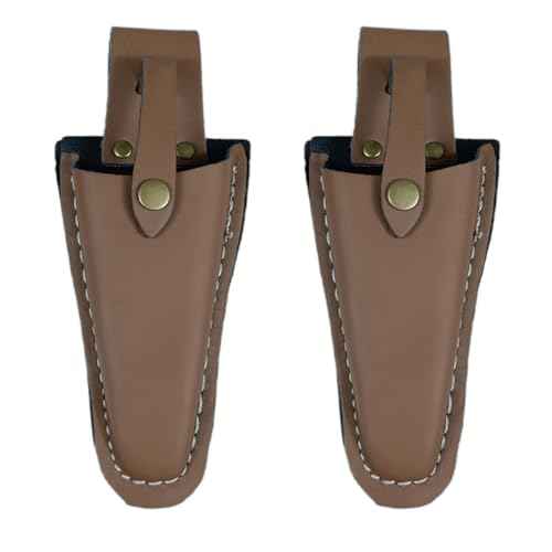 Pruner Holster,Garden Leather Hanging Pouch with Safety Lock for Hanging Pruning Shears for Garden Pruning Pliers Shears Scissors (Brown-2)