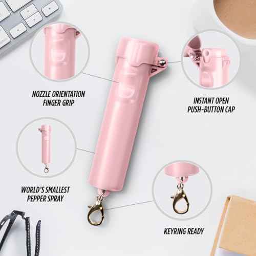 Guard Dog Security Packin' Heat, World¡¯s Smallest Pepper Spray Self Defense for Women, Police Strength with Keychain Snap Clip, Compact Design, Long Range, UV Dye, Push-Button Safety Cap