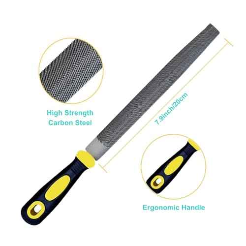 3 pcs Metal File Set, 8-inch,Professional High Carbon Steel File, Includes Flat/Round/Half-Round,Work for Metal, Wood