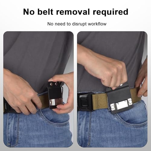 Tape Measure Holder for Belt, Tape Measure Belt Clip, Measuring Tapes Holder Fits Up to 2" Tool Belts, Quickly Grab or Hang