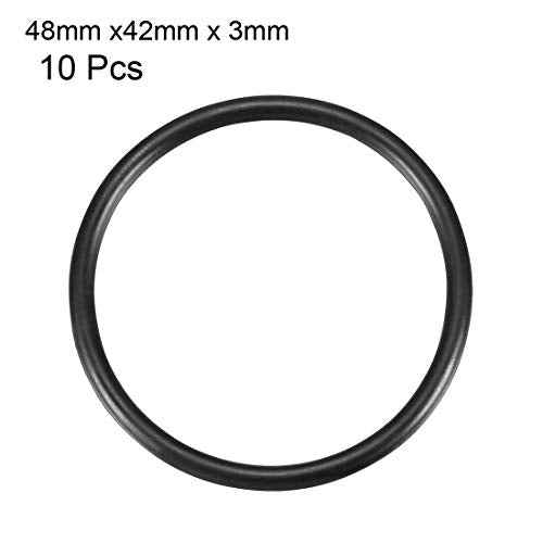 uxcell Nitrile Rubber O-Rings, 48mm OD 42mm ID 3mm Width, Metric Sealing Gasket, Pack of 10