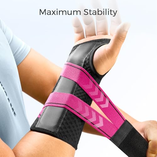 FREETOO Pink Right Hand Carpal Tunnel Wrist Brace Night Support S/M