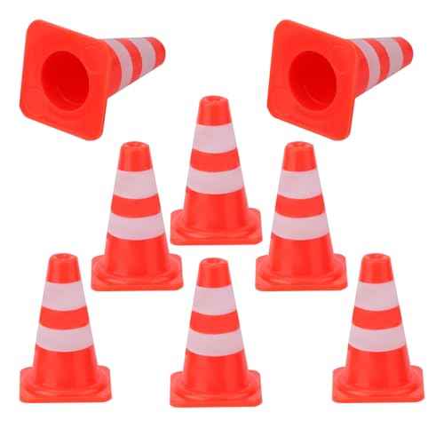 50pcs Mini Traffic Cones, Plastic Miniature Road Safety Cones Training Small Sports Construction Barricades Mini Road Practice Signs Toy Orange Traffic Caution Signs for Micro Landscape Sand Table