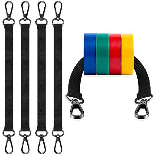 Zhehao Electrical Tape Holder for Belt Thong with Snap Hooks Polyester Electrical Chain Electrical Tape Strap Measure Holder Chain for Pouch Bag Tool Box Construction, Black