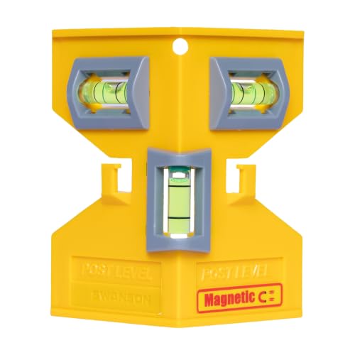 Swanson Yellow 8" Magnetic Post Level with Elastic Strap (PL001M) – Two-Axis Plumb
