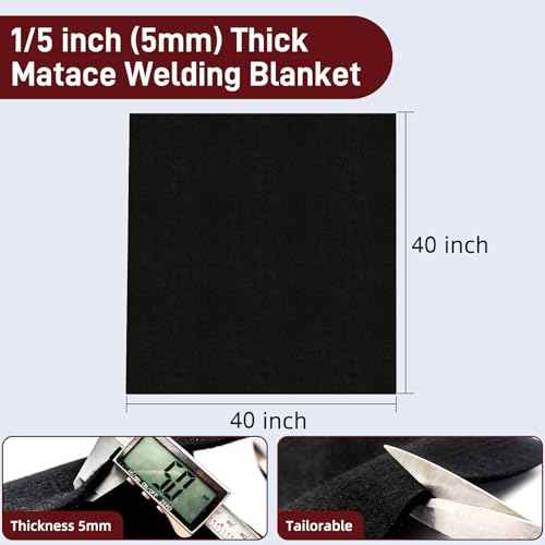 Large 40x40Inch Welding Blanket Pad Fireproof Flame Retardant Fabric for Stove Wick | 5mm Thick Carbon Felt Heat Resistant Mat for Industrial, Smoker, Soldering, Firepit, Grill & Welding Applications