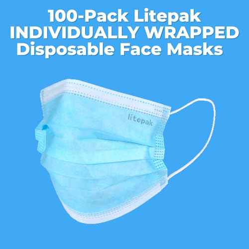 100pcs Premium Individually Wrapped Disposable Face Mask Black Premium Comfort Earloops Nose Wire