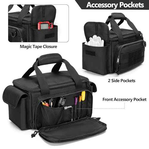 Small Tool Bag with Anti-friction and Thick Padded Bottom, Tool Storage Organizer for Men, Tactical Bag, Range Bag, Multi-functional Work Tote for Repairman, Electrician, Carpenters, Handyman