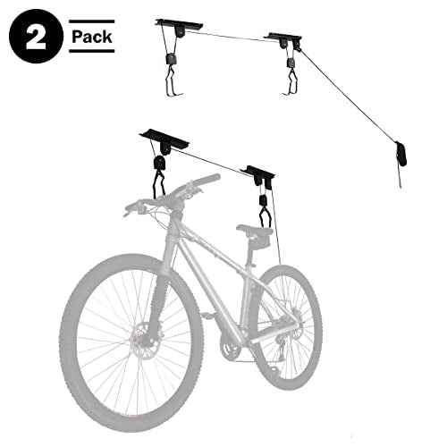 Bike Hanger - Overhead Hoist Pulley System with 100lb Capacity for Bicycles or Ladders - Secure Garage Ceiling Storage by Rad Sportz