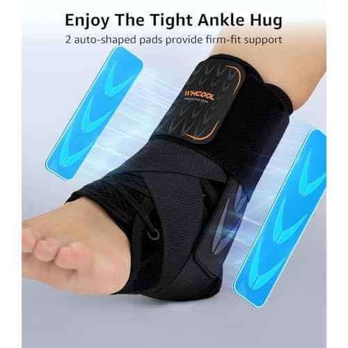 Slim-Fit Ankle Brace for Sprained Ankle, Velcro Lace Up Ankle Support for Women Men With 2 Auto-Shaped Pads, Air Fabric Cool Ankle Stabilizer for Injury Recover, Running,Sports, M(12¡±-13¡±)