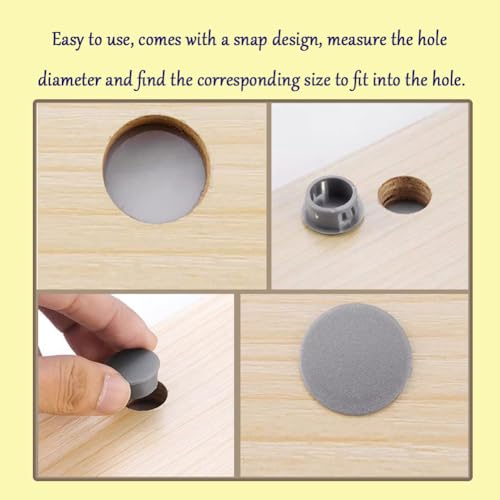 MONEXIO 275Pcs Plastic Hole Plugs Set Grey 8 Sizes for Furniture & Fixtures