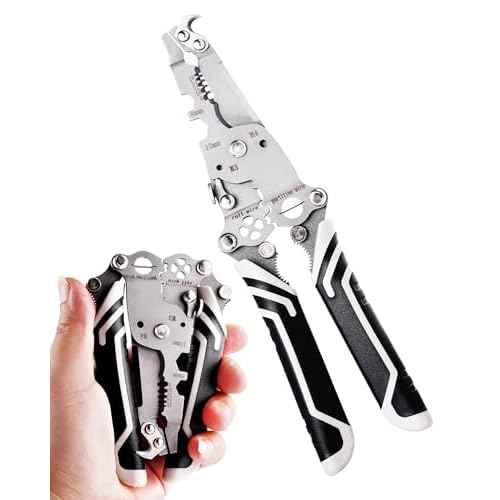 18 In 1 Foldable £×ire Stripper Crimper, Multifunctional Folding Wire Stripping Tool, Wire Strippers Electrical£¬Electric Cable Stripper, Cable Cutters with Plier, Crimper, Twister, Splitting, 1pcs