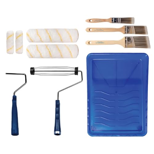 Pro Grade Paint Roller Kit, Brushes, 4" & 9" Covers for Walls