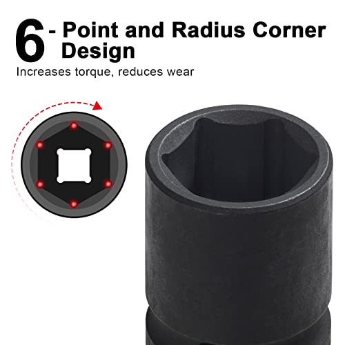 JETECH 1/2 Inch Drive 21mm Standard Impact Socket, Chrome Molybdenum Alloy Steel, 6-Point Design, Metric