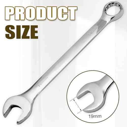 19mm Metric Wrench Industrial Combination Wrench with 12-Point Design Chrome Vanadium Steel Gear Spanner