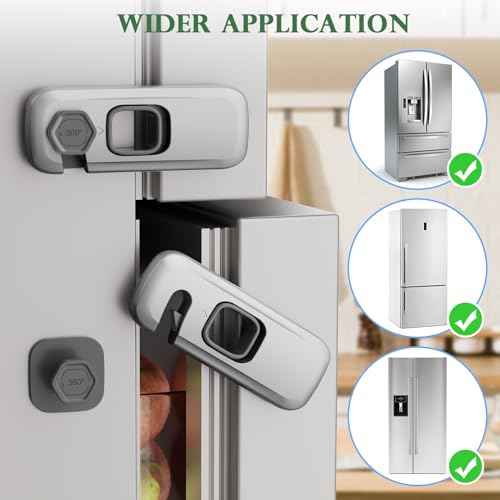 5 Pack Child Proof Refrigerator Lock, Baby Proofing Cabinet Locks, oven lock child safety, fridge lock, for Fridge, Drawers, Dishwasher, Oven, Cupboard, Closet, Adhesive, No Tools Need(Grey)