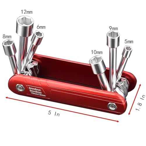 YIKANGHENG 6 In 1 Socket Wrench Sets, 45 Carbon Steel Foldable Metric Multi Function Outter Hexagon Spanner, Socket for Household and Repairing (Metric)