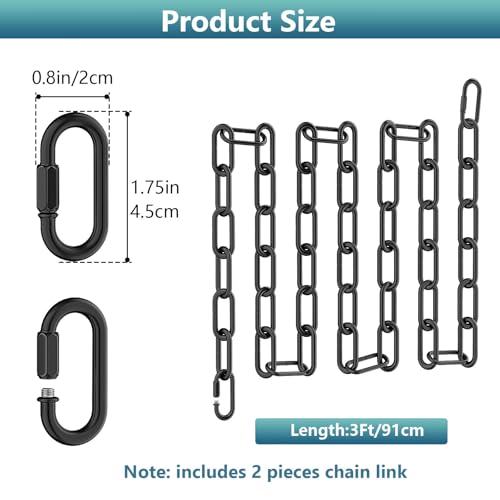 Black 3ft Industrial Pendant Light Chain for Chandeliers & Fixtures - Garini
