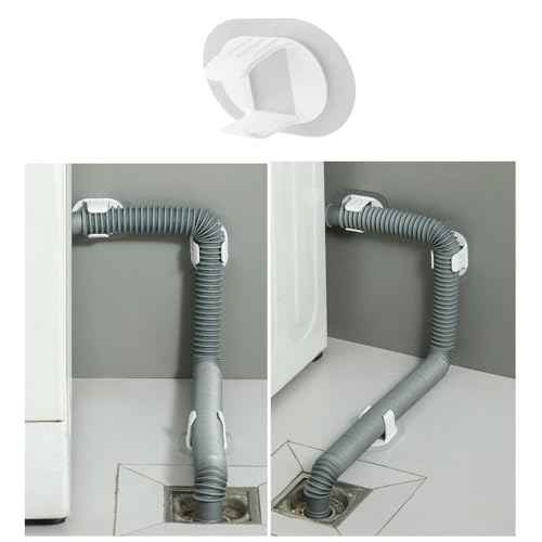 6 Pack Washing Machine Drain Hose Holder Guide Wall Mount Self-adhesive Fixing Clip Sticker Clamp Bracket for Clothes Washer Water Sink Pipe Laundry Tub Discharge Drainage Dishwasher