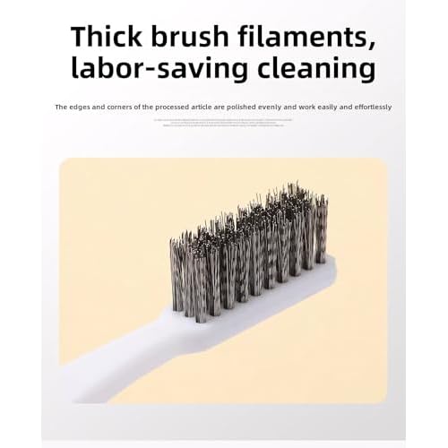 Stainless Steel Wire Brushes - Heavy-Duty Reinforced Bristle Cleaning Brushes for Kitchen, Industrial Use, Walnut Carving Gaps, Rust Removal & Polishing (5-Pack, 18cm White Handle)