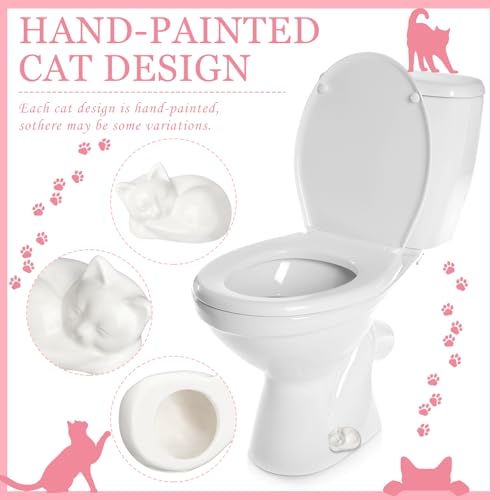 Wonderjune 2 Pack White Cat Toilet Bolt Covers | Decorative Bathroom Accessories