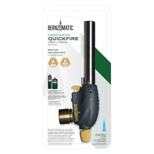 Bernzomatic QuickFire Outdoor Torch, High Output, Wind-Resistant Propane Hand Torch for Lighting Campfires, Grills, Smokers, Fire Pits, and other Outdoor Gatherings (WT3301)
