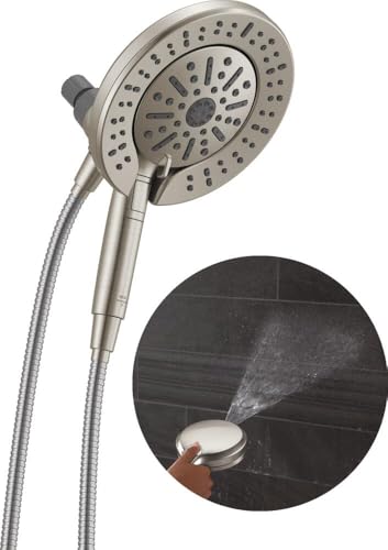 Delta Spotshield Brushed Nickel 6-Setting 2-in-1 Dual Shower Head with Handheld Hose