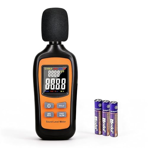 V·RESOURCING Decibel Meter 35-135dB Orange & Black with Temp, Fast/Slow, Max/Min & Data Hold