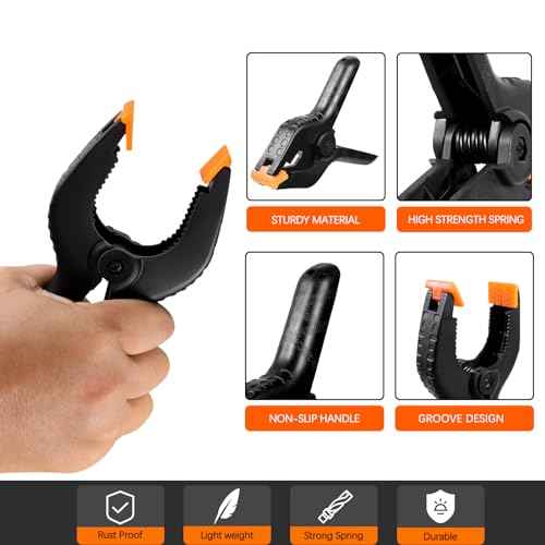 4.5 Inch Spring Clamps Heavy Duty, 10 Pack Spring Clips, Backdrop Clips Clamps for Crafts Woodworking Photography