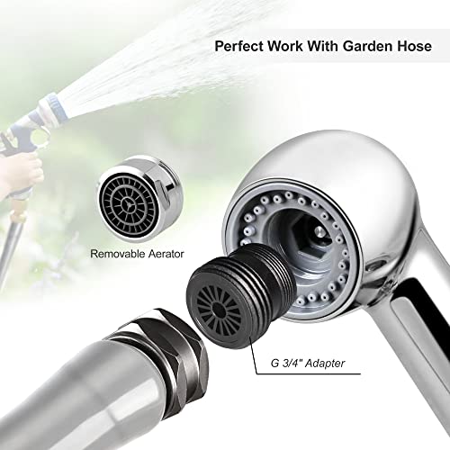 Awelife Brushed Nickel Utility Sink Faucet with Pull Out Sprayer, 4 Inch Centerset, 3-Hole Installation