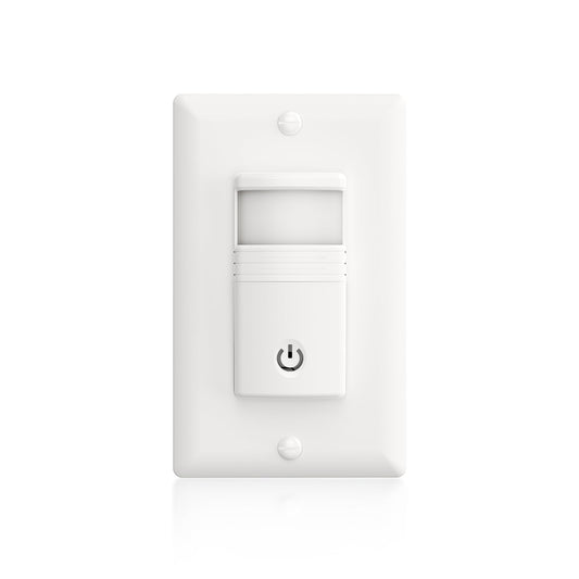 ECOELER Motion Sensor Light Switch, No Neutral Wire, PIR Infrared Motion Activated Wall Switch with Sensitivity Adjustable, OCC & VAC Selectable, Single Pole, UL Listed & FCC Listed, White