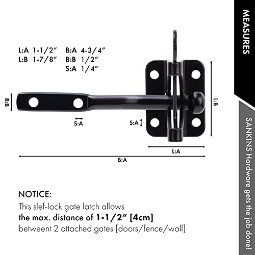 Self Locking Gate Latch for Wooden Fence - Gravity Lever Lock, 1pcs - SANKINS Normal