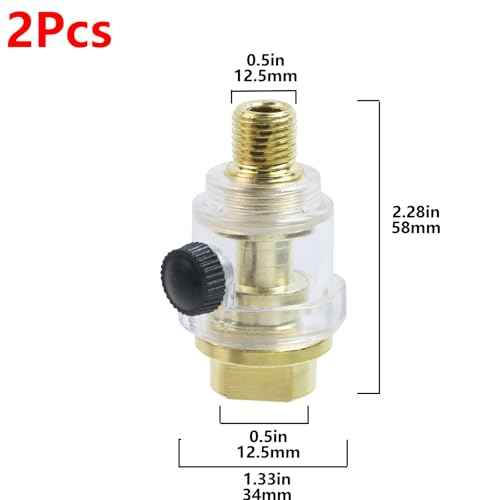 Geesatis 1/4" Mini In Line Oiler,Oil Lubricator for Air Compression(pack of 2)