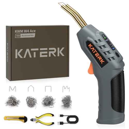 Katerk Cordless Plastic Welder ? 400 Staples Included, 3-Temperature Settings, USB Rechargeable Portable Plastic Welding Kit, Perfect for DIY Projects, plastic/Bumper/Toys Repair