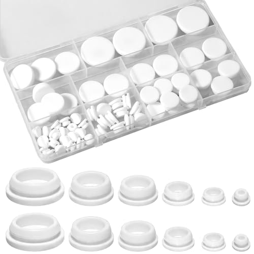 62-Pack Silicone Rubber Hole Plugs Set for Round Drains and Furniture
