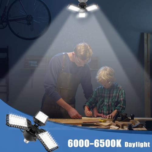 Aoretic 3-Pack LED Garage Lights 8000 Lumens, E26/E27 – Super Bright Ceiling Lighting