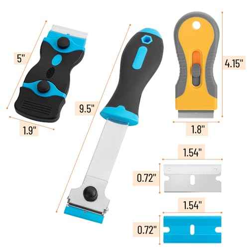 Bates- Razor Blade Scraper Set, 3 Pack, Razor Scraper Set with Extra 50 Plastic & 30 Metal Blades, Window Scraper Tool, Paint Scraper Tool