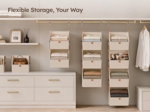 Homsorout Beige 4-in-1 Hanging Closet Organizer with 4 Detachable Shelves