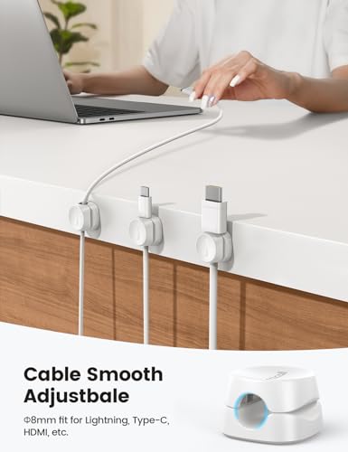 Lamicall 8 Pack Cord Organizer Clips with 1-Spring Lock - Cable Management for Desk