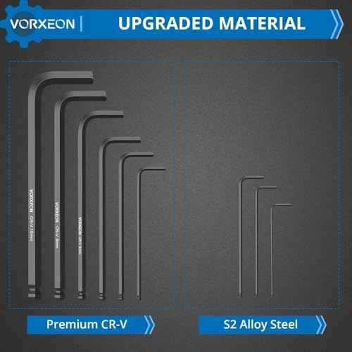 9 PCS Allen Wrench Hex Key 1.5 mm - 10 mm Metric Flat Ball End Black L-key with Visible coding For Handyman DIY Bike Motorcycle Repair