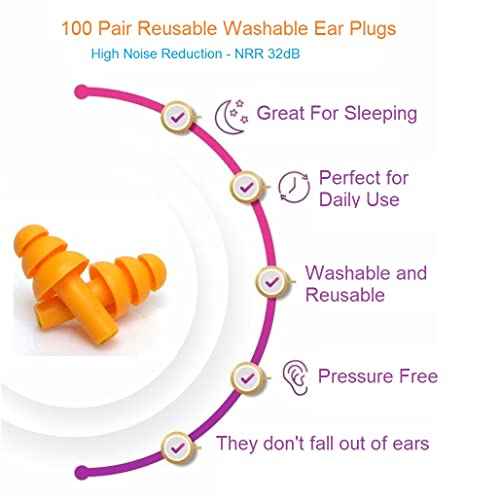 50 Pair of Soft Reusable Silicone Ear Plugs for Sleeping Swimming Concert Music Construction Work Industrial Shooting - Hearing Protection up to 25dB NRR - Waterproof Ear Plugs for Swimming Adult Men