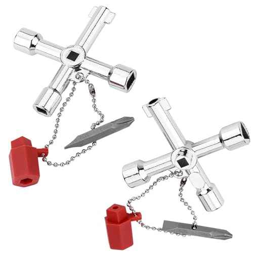 2 Pcs 4 Way Cross Key, Multifunction Universal Opening Cross Key for Gas Meter,Plumbers, Faucet, Electricians, Train Door, Electrical Cupboard Box Elevator water Meter Valve Opening