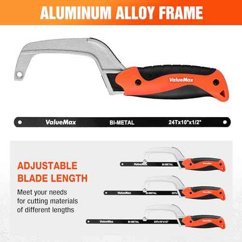 ValueMax Hacksaw, Mini Metal Saw with Extra 1 Piece Bi-Metal 10 Inch Blade, Aluminum Small Hack Saw for Wood Plastic