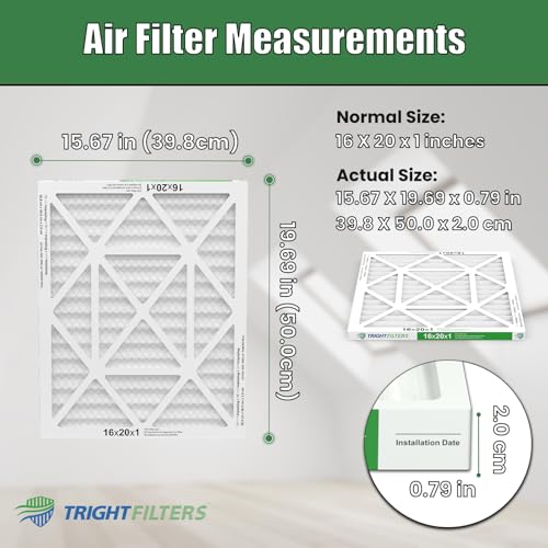 TRIGHTFILTERS 16x20x1 MERV 8 Air Filter Replacement Pack - 4 Pack