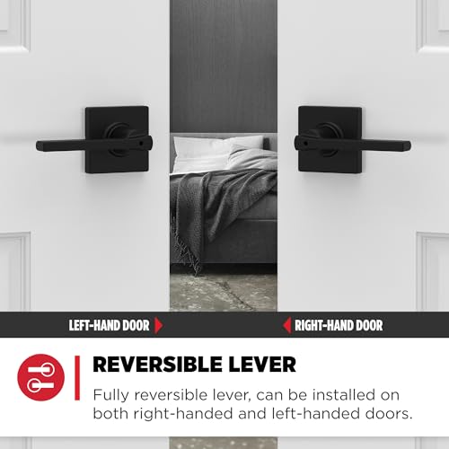 Kwikset Casey Privacy Door Lever with Lock - Matte Black, 1 Pack