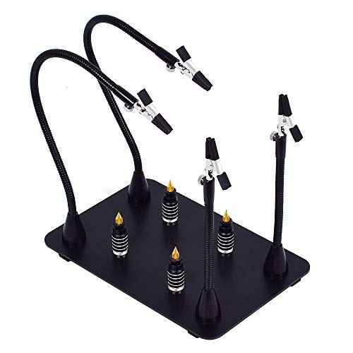 Magnetic Helping Hand, Soldering Helping Hands, 4 PCB Pillars Circuit Board Holder with Flexible Metal Arms Heavy Duty Base Electronic Repair Tool